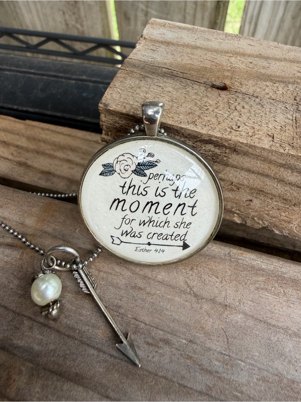 Silver Round Pendant Necklace with Ball Chain
